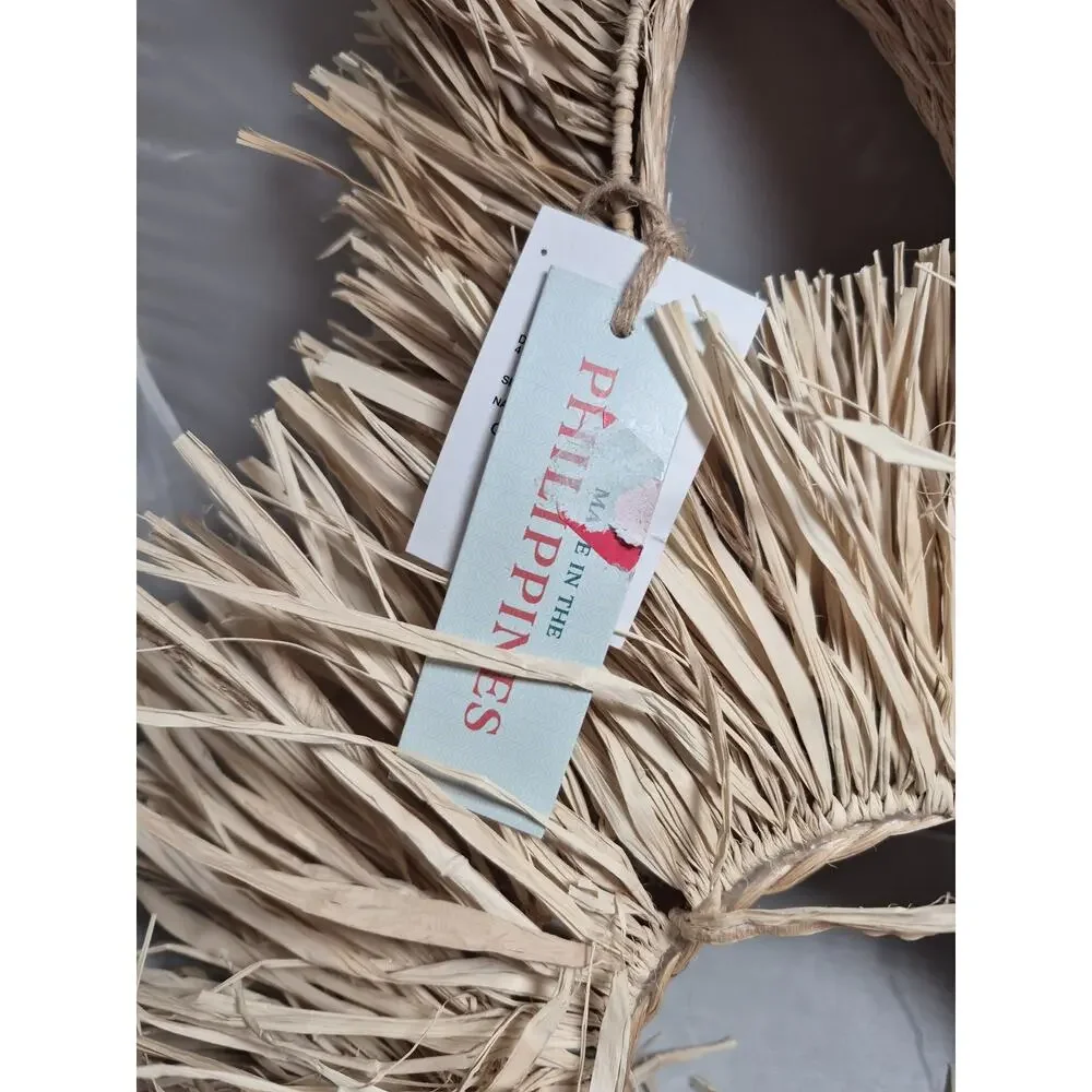 💥 Easter Bunny Wreath Straw Raffia Nwt